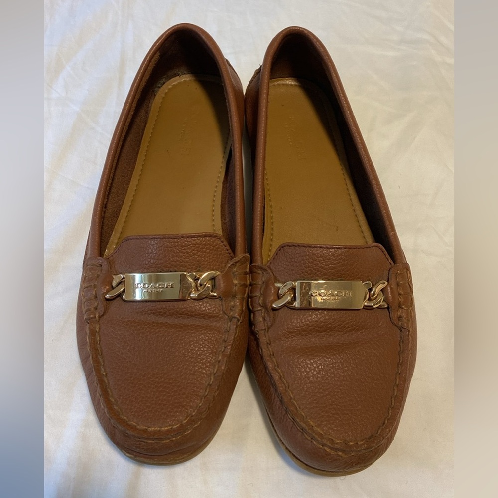 Coach loafers with gold hardware